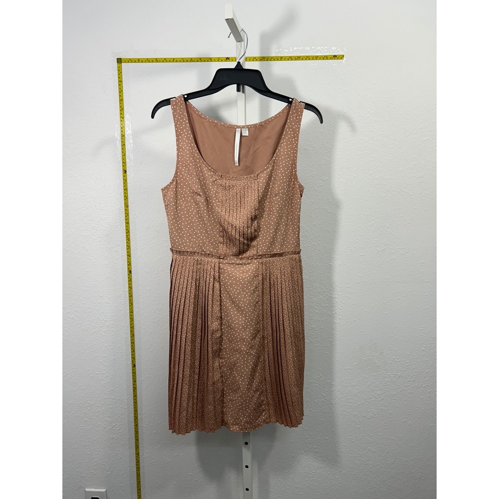 LC Lauren Conrad Polka Dot Pleated Fit & Flare Dress Mauve Pink Size8 Sleeveless